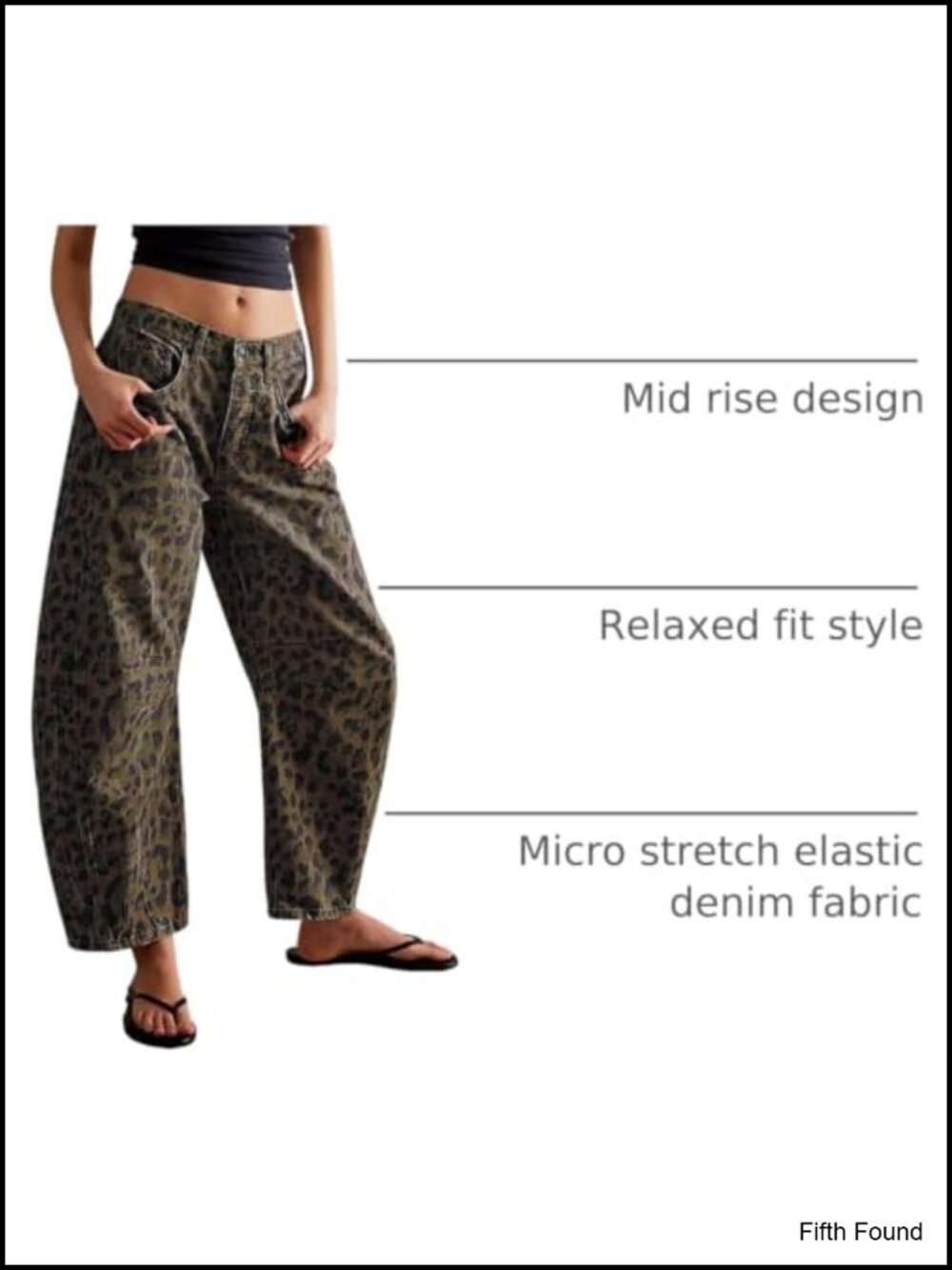 Stretchy Mid Rise Barrel Jeans Loose Wide Leg Cropped Denim Pants Y2k Baggy - Picture 3 of 4